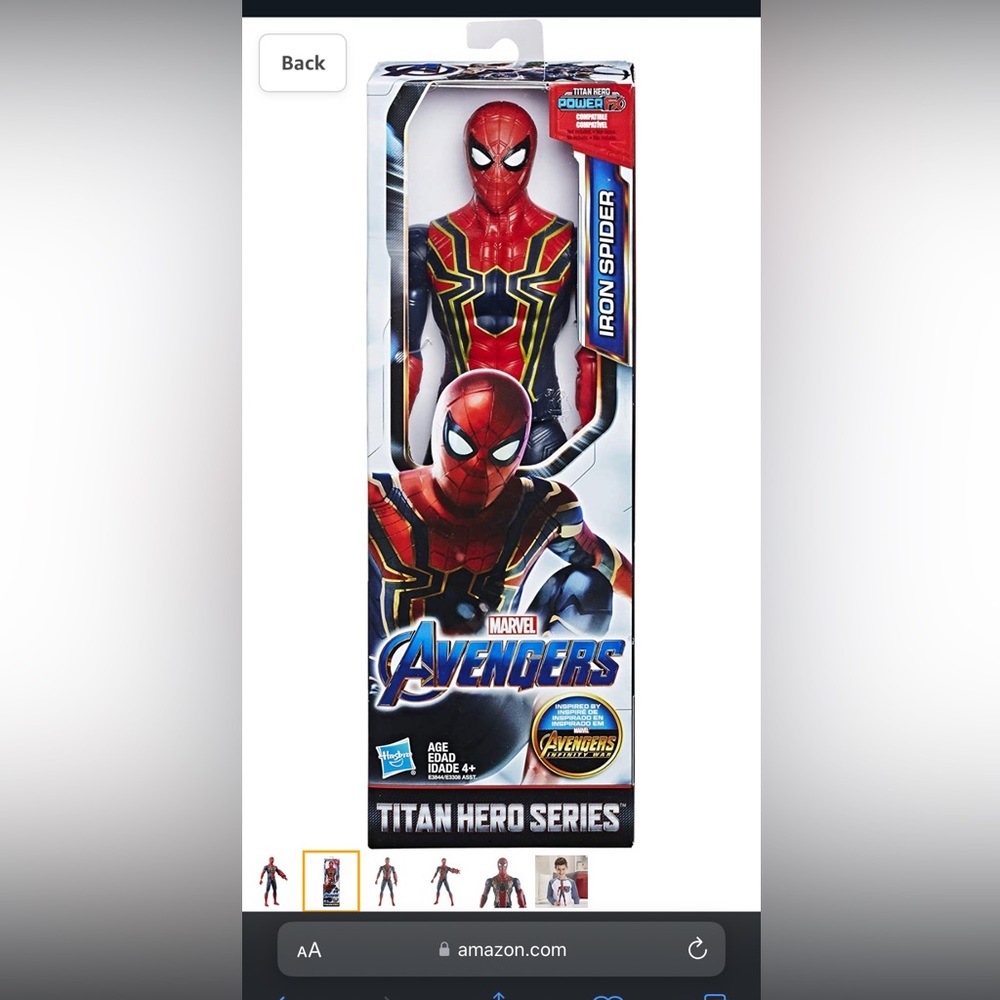 Hasbro Iron Spider Tony Stark Enhanced Suit Spider Man 12 “ Posable figure